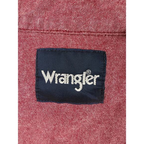 Wrangler Men XL Red Shirt Long Sleeves Western Button Snap Closure Rough Collar - Picture 3 of 11